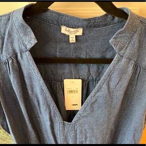 Splendid. Denim, tie belted mini dress w/ pockets.